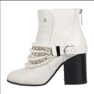 Chanel embellished peal boots size 6.5